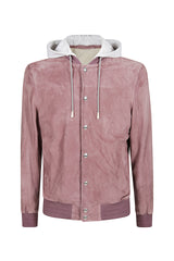 GIUBBINO IN PELLE SUEDE E FELPA