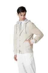 GIUBBINO IN PELLE SUEDE E FELPA