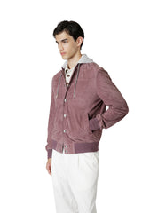 GIUBBINO IN PELLE SUEDE E FELPA