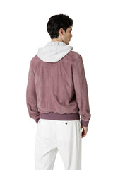 GIUBBINO IN PELLE SUEDE E FELPA