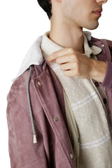 GIUBBINO IN PELLE SUEDE E FELPA