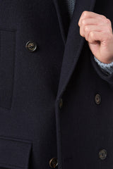 Cashmere wool double -breasted coat