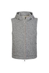 GILET CON CAPPUCCIO LANA CASHMERE