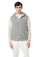 GILET CON CAPPUCCIO LANA CASHMERE