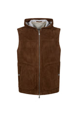 GILET CON CAPPUCCIO SUEDE