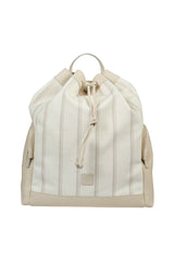 ZAINO TELA COTONE RIGATA E PELLE