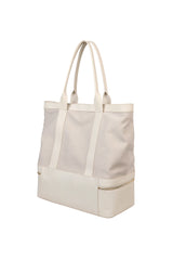 BORSA TELA COTONE E PELLE VITELLO