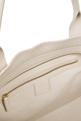 BORSA TELA COTONE E PELLE VITELLO