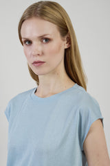 T-SHIRT GIROCOLLO JERSEY METALLIZZATO