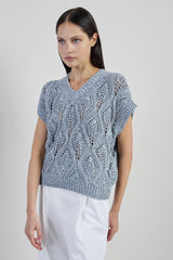 MAGLIA SCOLLO V COTONE LINO