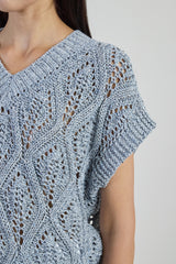 MAGLIA SCOLLO V COTONE LINO