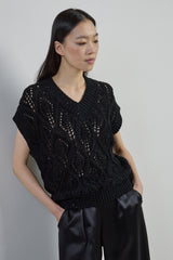 V-NECK COTTON LINEN SWEATER