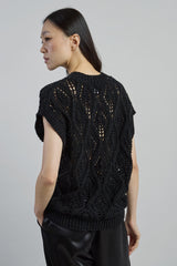 V-NECK COTTON LINEN SWEATER