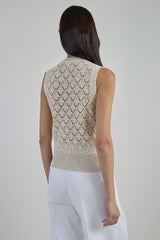 COTTON LINEN SLEEVELESS SWEATER