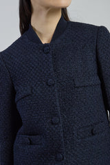 GIACCA MONOPETTO LINO COTONE SETA CON PARTI IN MAGLIA