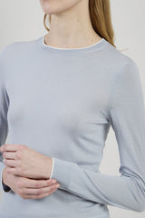 CREW NECK SWEATER IN 14 MICRON WOOL WITH CONTRAST