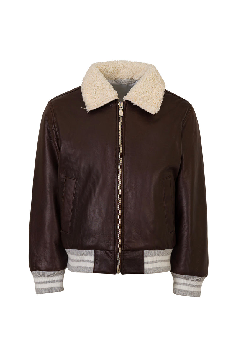 Kids leather bomber