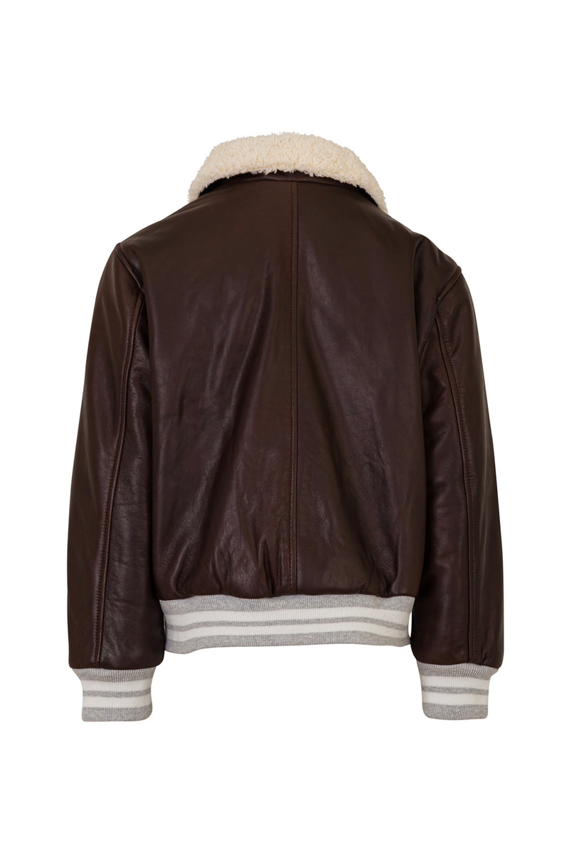 Kids leather bomber