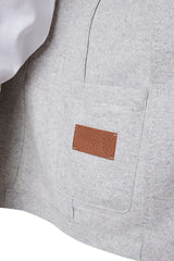 Double -breasted wool and leather jacket