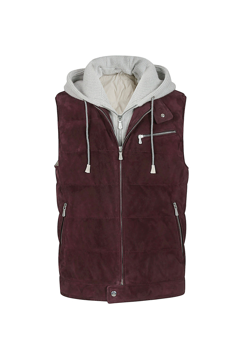 GILET BIMATERICO SUEDE E LANA CASHMERE