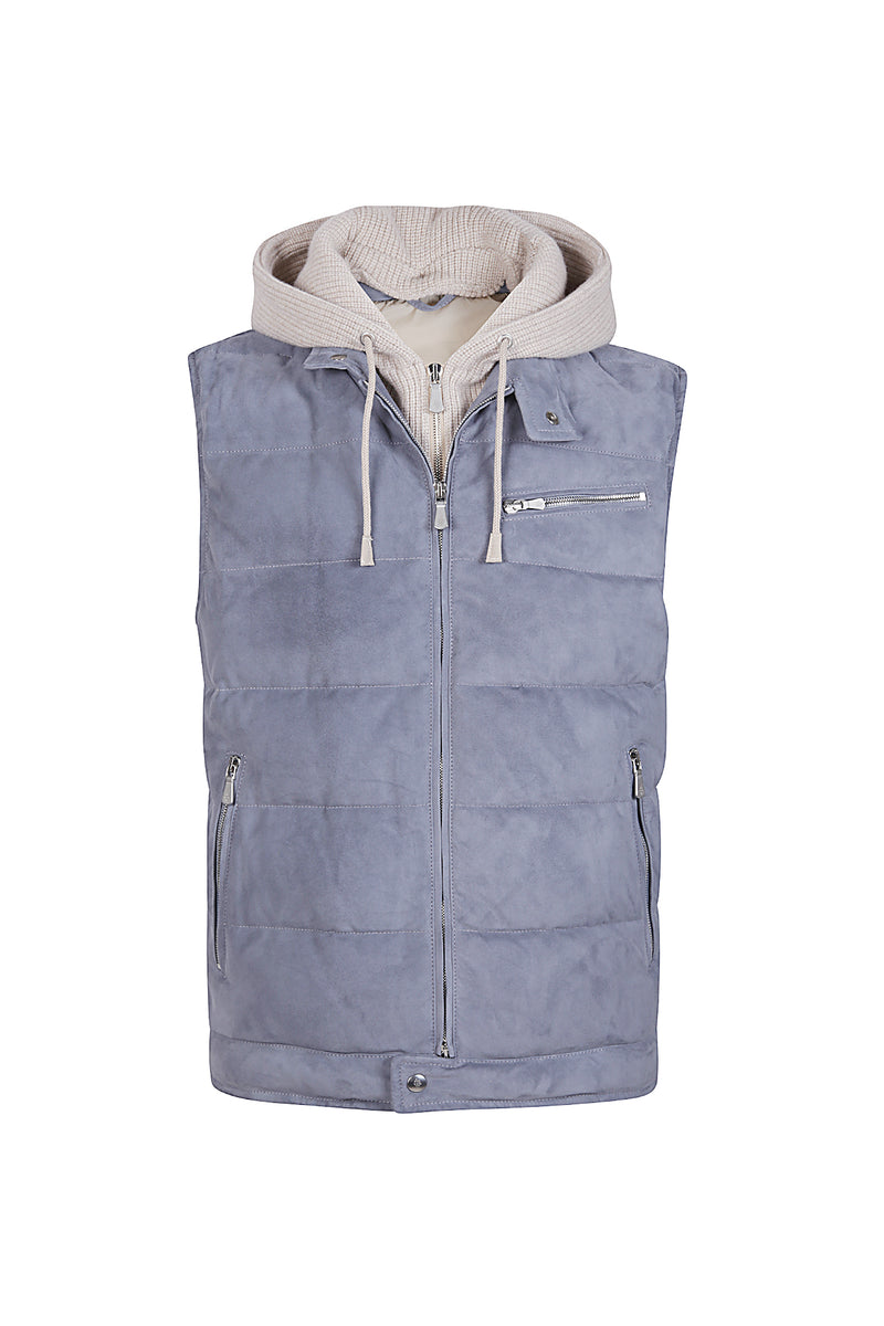 GILET BIMATERICO SUEDE E LANA CASHMERE