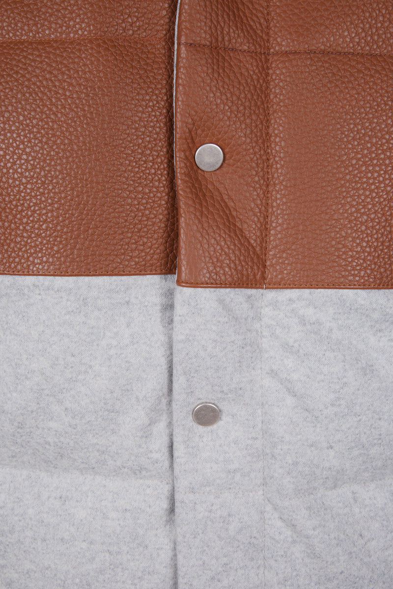 Bimaterico wool and leather vest