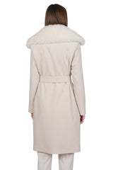 CAPPOTTO CON CINTURA CASHMERE UNITO E COLLO IN PELLICCIA