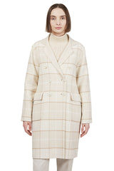 Double Check wool double -breasted coat