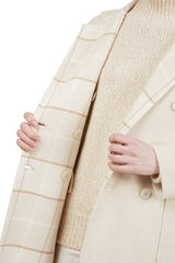 Double Check wool double -breasted coat