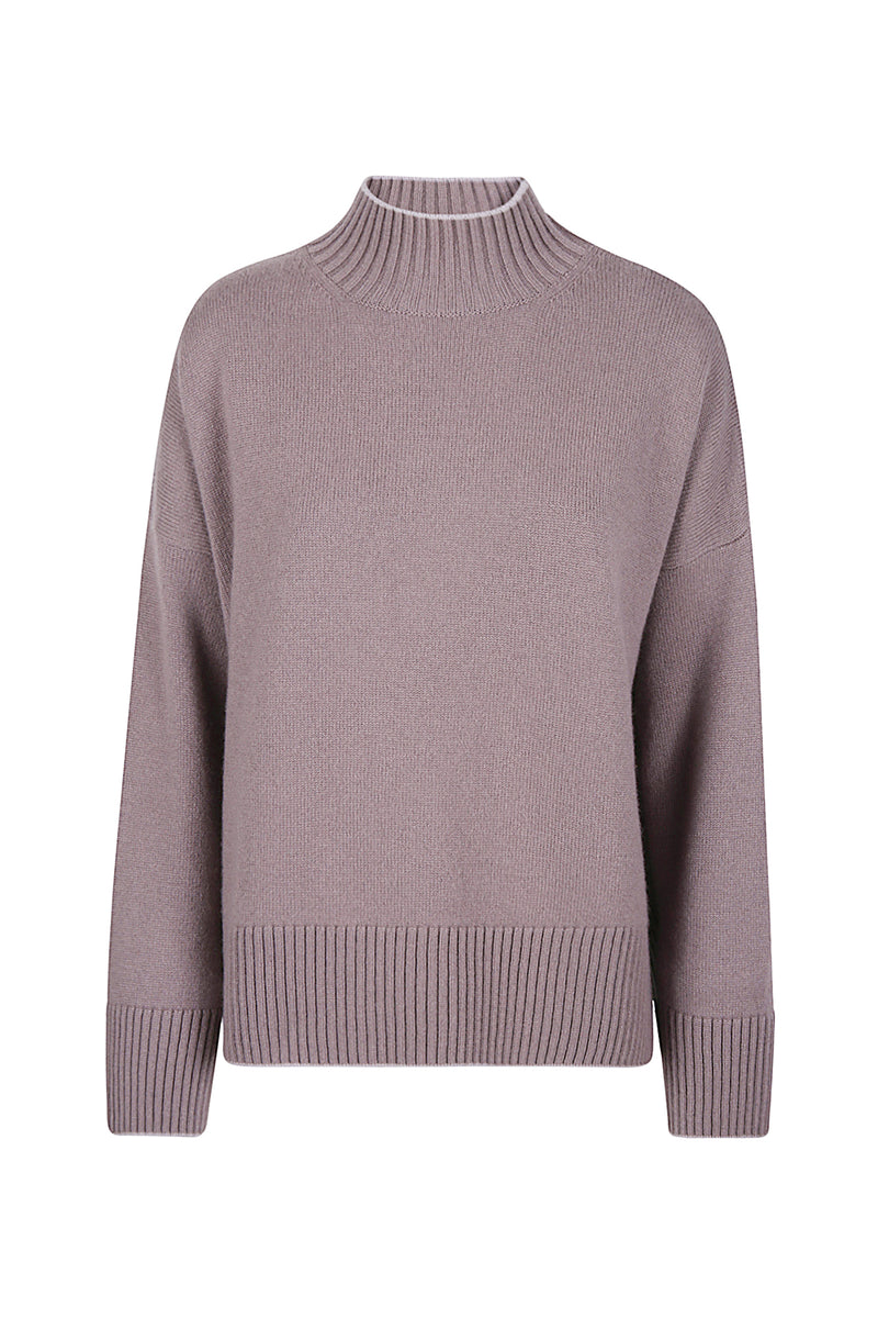 MAGLIA COLLO ALTO CASHMERE CON TIPPING