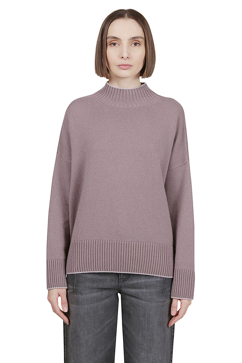 MAGLIA COLLO ALTO CASHMERE CON TIPPING
