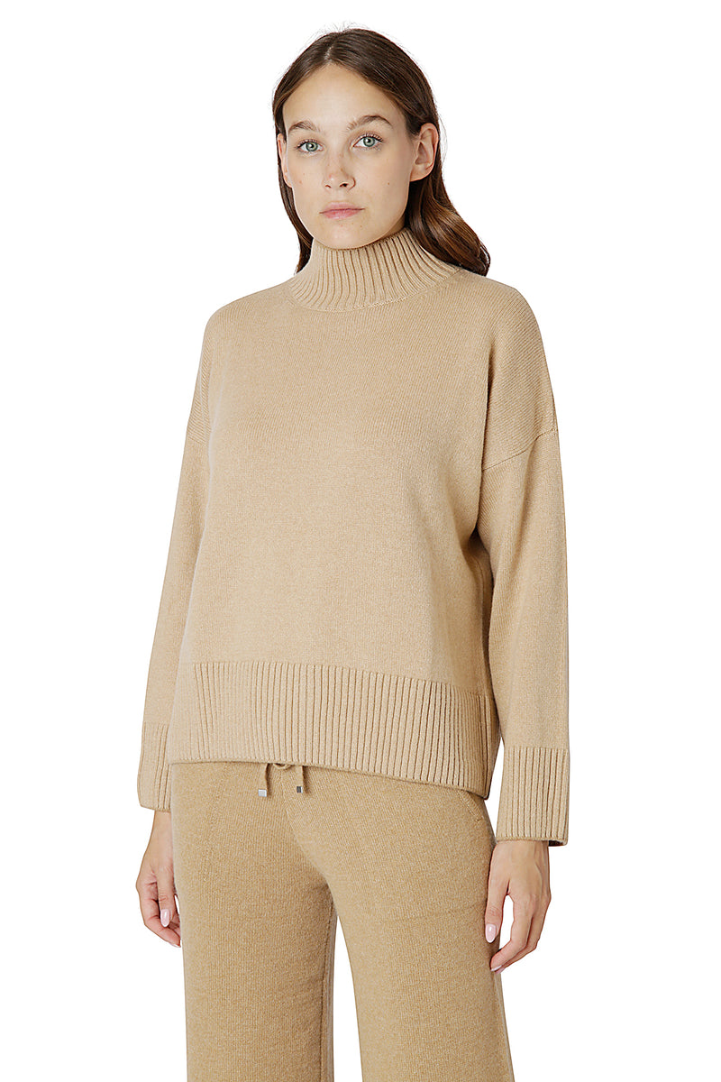 MAGLIA COLLO ALTO CASHMERE CON TIPPING