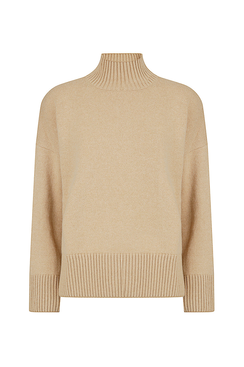 MAGLIA COLLO ALTO CASHMERE CON TIPPING