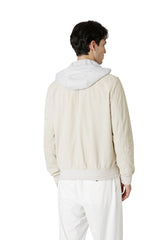 GIUBBINO IN PELLE SUEDE E FELPA