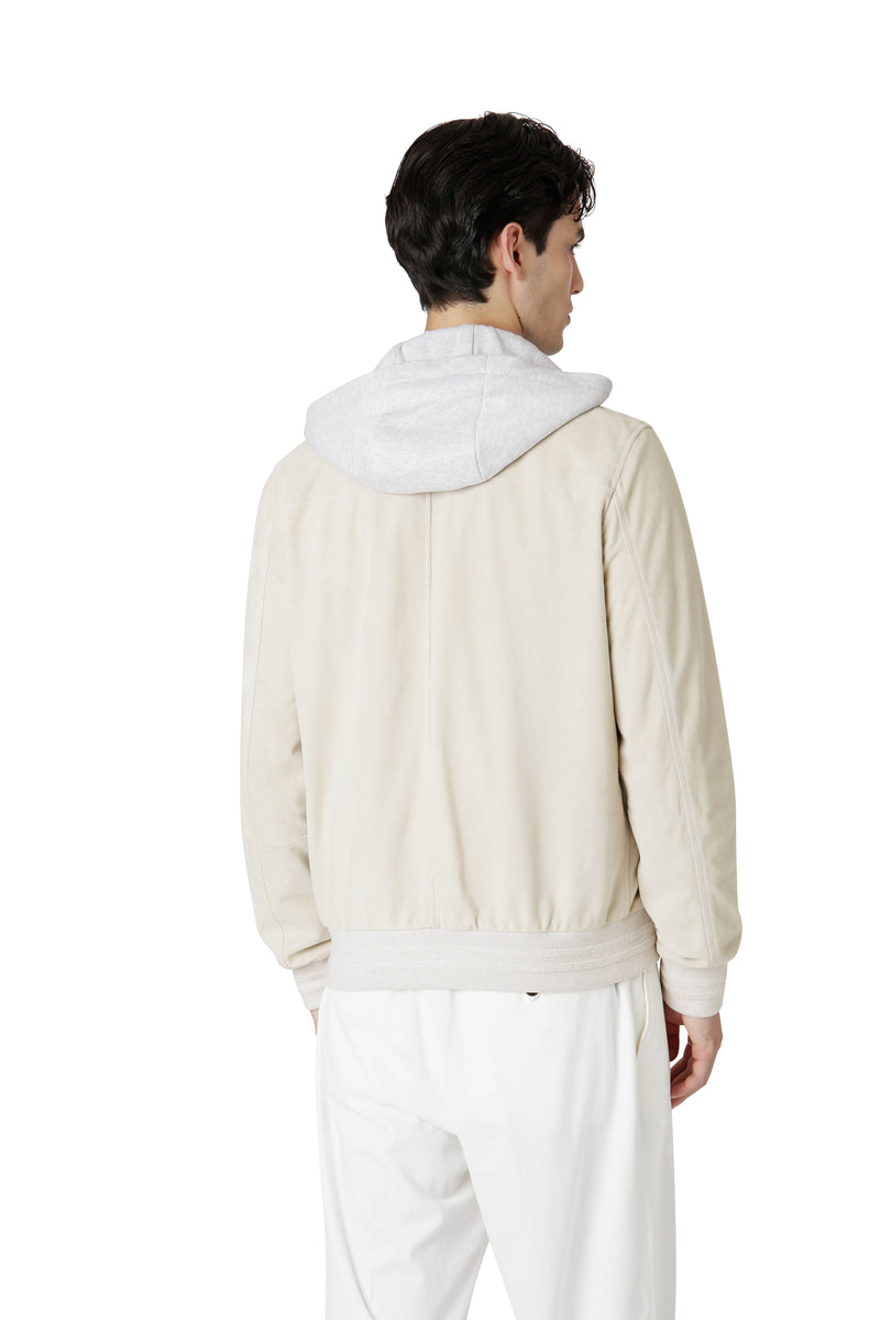 GIUBBINO IN PELLE SUEDE E FELPA