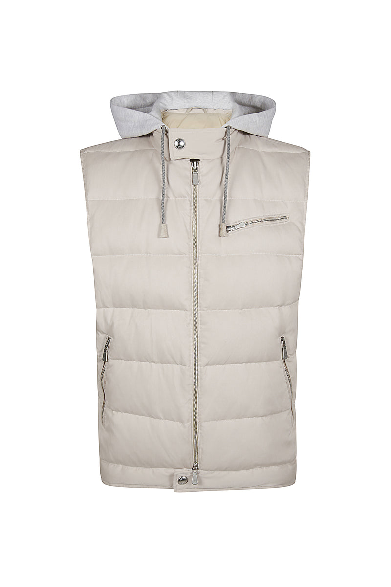 GILET BIMATERICO SETA E FELPA