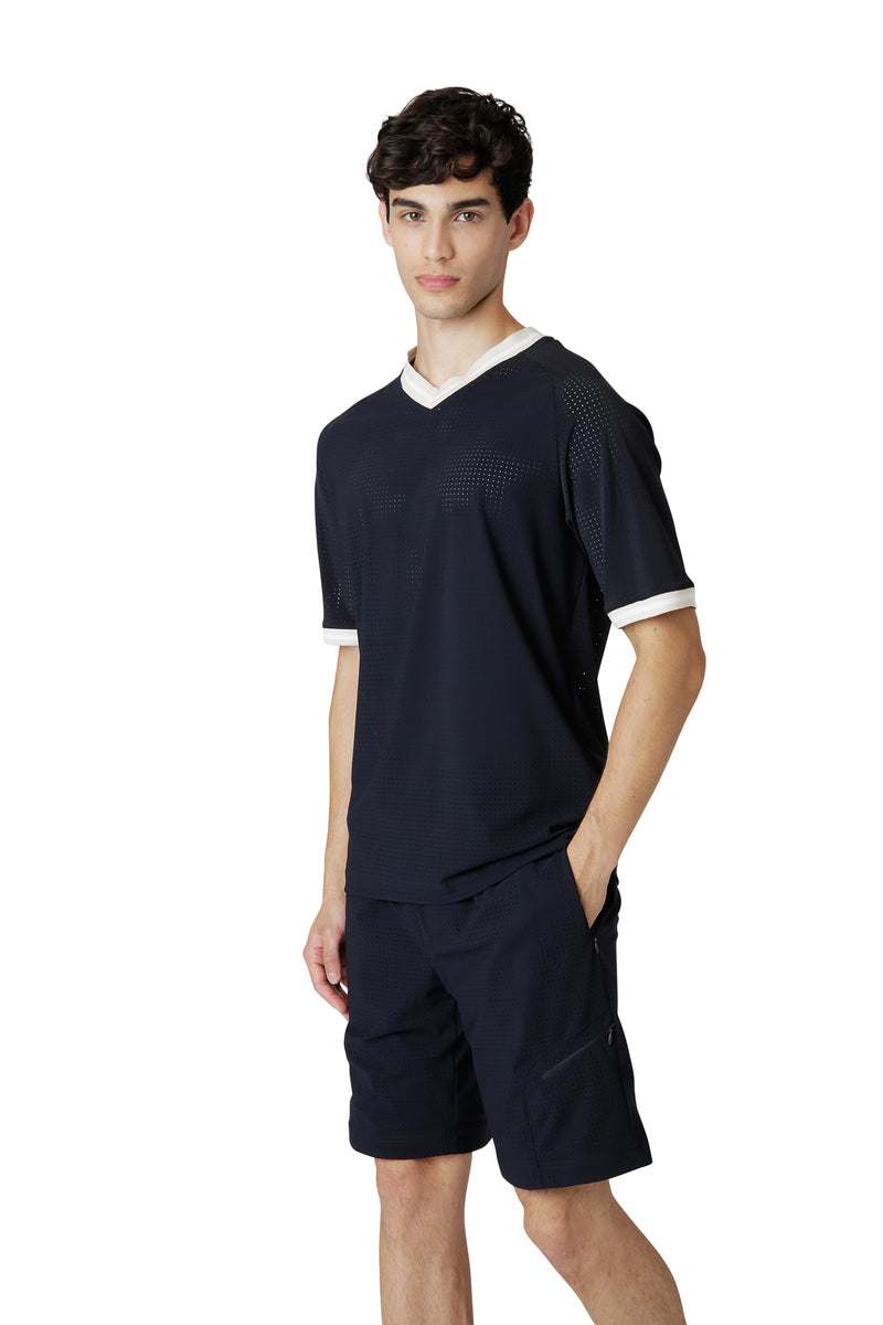 T-SHIRT SCOLLO V POLIAMMIDE ELASTANE FORATA