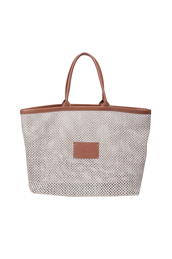 BORSA RAFIA E PELLE