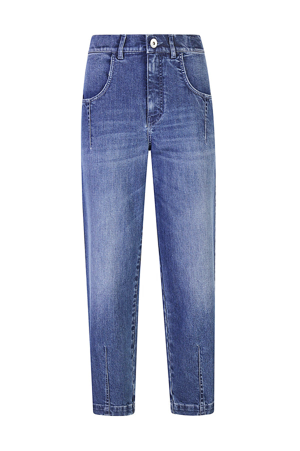 DENIM TROUSERS WITH PLEATS