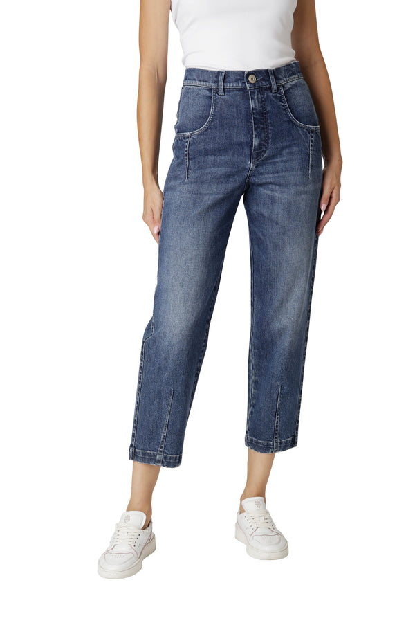 DENIM TROUSERS WITH PLEATS