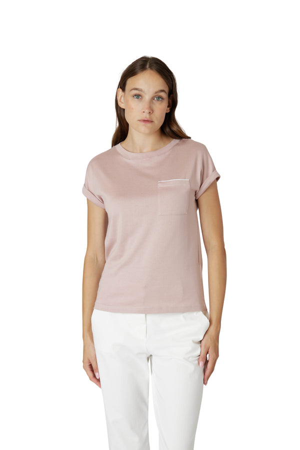 T-SHIRT GIROCOLLO COTONE JERSEY CON CONTRASTO