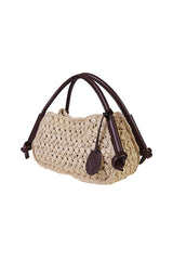 BORSA A SPALLA VISCOSA CON MANICI IN PELLE