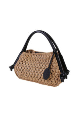 BORSA A SPALLA VISCOSA CON MANICI IN PELLE