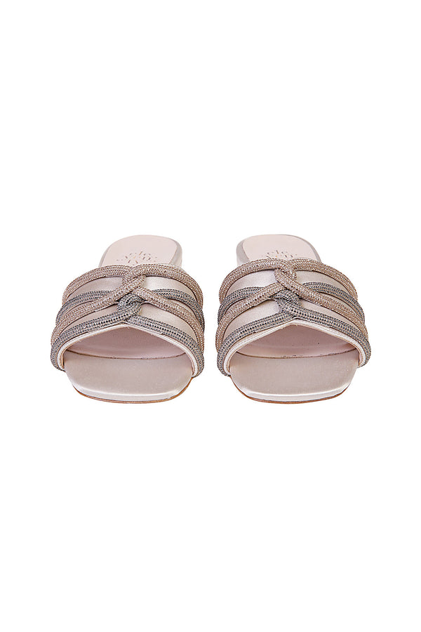 SATIN SLIPPER WITH RHINESTONES