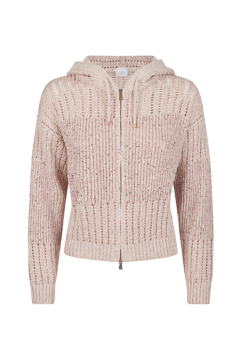 MAGLIA FULL ZIP CAPPUCCIO