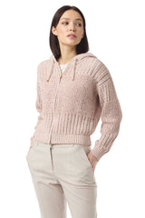 MAGLIA FULL ZIP CAPPUCCIO