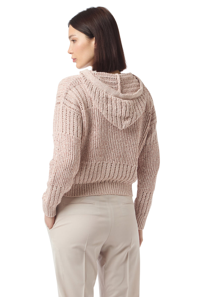 MAGLIA FULL ZIP CAPPUCCIO