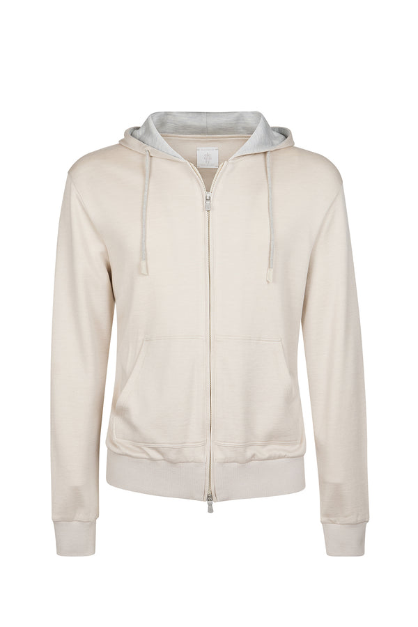 Full zip cotton silk sweatshirt