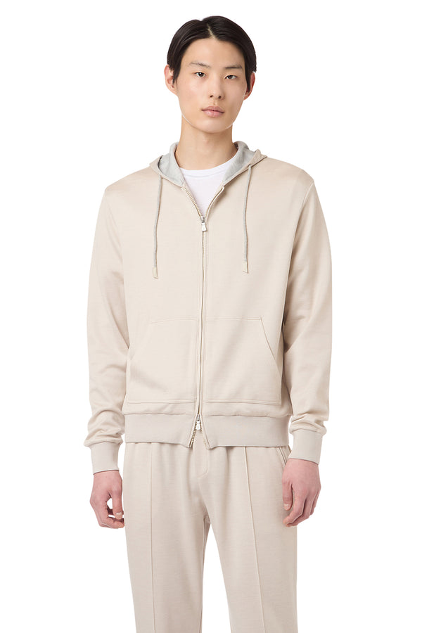 Full zip cotton silk sweatshirt