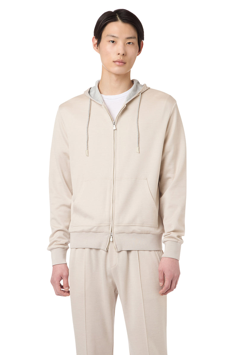 Full zip cotton silk sweatshirt